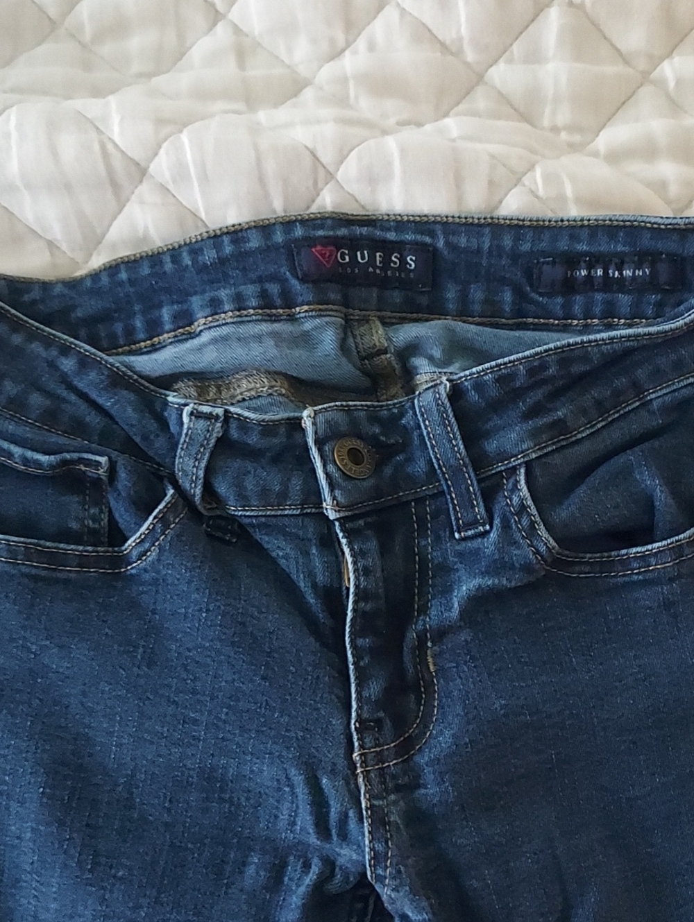 GUESS Womens Dark Blue Slim Denim Jeans